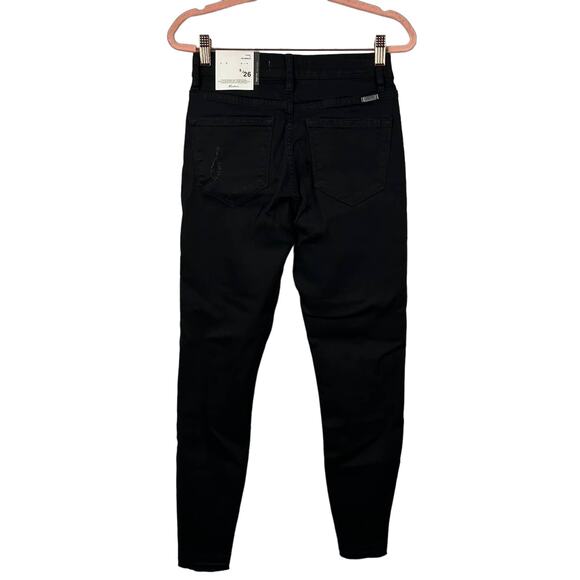 Kancan High Waisted Step Hem Distressed Skinny Jeans Black Sz 5/26 NEW - Picture 3 of 11